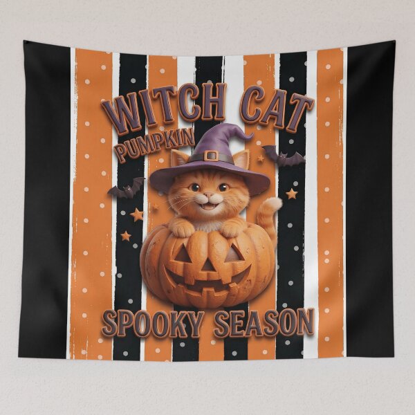 Item preview, Halloween Witch Cat Pumpkin | Orange Tabby designed and sold by Basma Designs | Retro, Kawaii Shirts & Stickers.