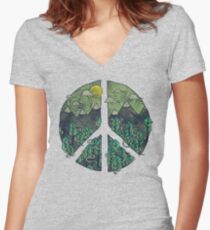 Peaceful Landscape Women's Fitted V-Neck T-Shirt