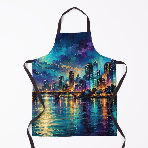 Item preview, Moonlit Symphony Over the Metropolis Urban Nightscape Digital Impasto Fine Art Print designed and sold by Joey Santiago.