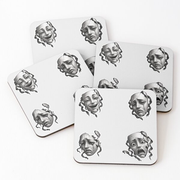 Item preview, Cracked Drama Masks Set Emotional Theatre Art designed and sold by NovaToons.