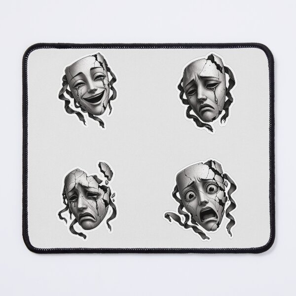 Item preview, Cracked Drama Masks Set Emotional Theatre Art designed and sold by NovaToons.