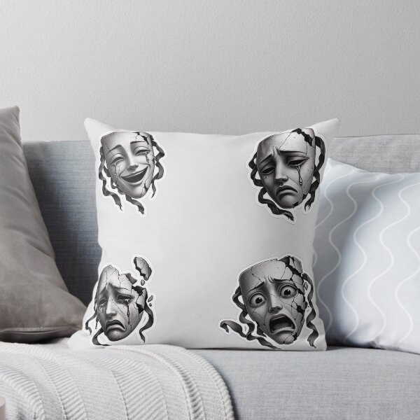Item preview, Cracked Drama Masks Set Emotional Theatre Art designed and sold by NovaToons.
