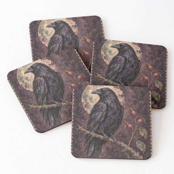 Item preview, Raven and Rosehips – Dark Botanical Illustration designed and sold by Noctifolia Field Journal.