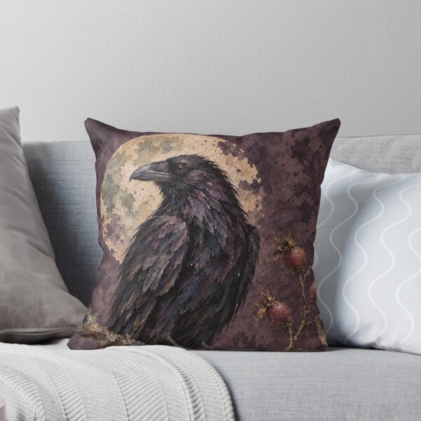 Item preview, Raven and Rosehips – Dark Botanical Illustration designed and sold by Noctifolia Field Journal.