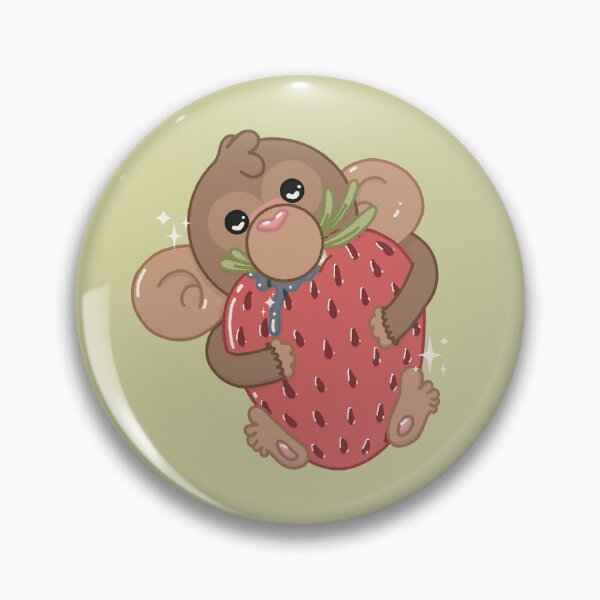 Item preview, Cute Pastel Baby Monkey with Strawberry | Kawaii Animal Illustration designed and sold by Hille Stickers.