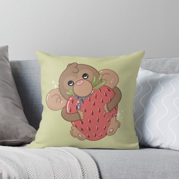 Item preview, Cute Pastel Baby Monkey with Strawberry | Kawaii Animal Illustration designed and sold by Hille Stickers.