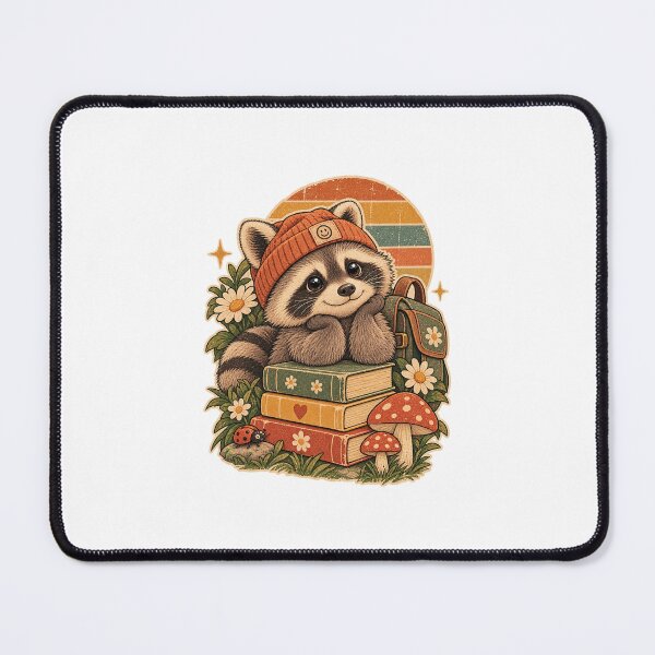 Item preview, Cozy Raccoon with Books and Mushrooms Cottagecore Aesthetic Design designed and sold by SimsimahLaughs.