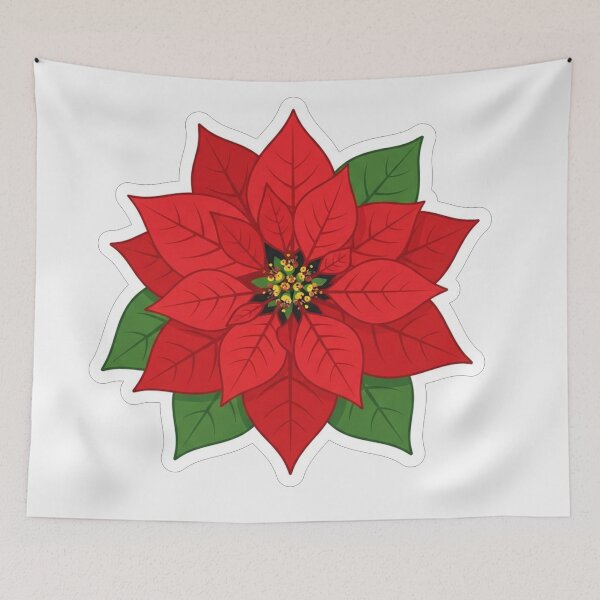 Item preview, Beautiful Red Poinsettia Christmas Flower Illustration designed and sold by Owcomm.