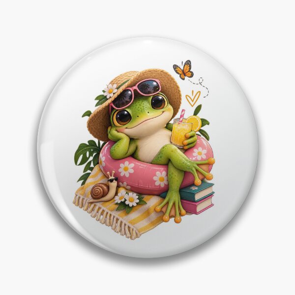 Item preview, Summer Vacation Cute Relaxing Frog in Pool Float Design designed and sold by SimsimahLaughs.