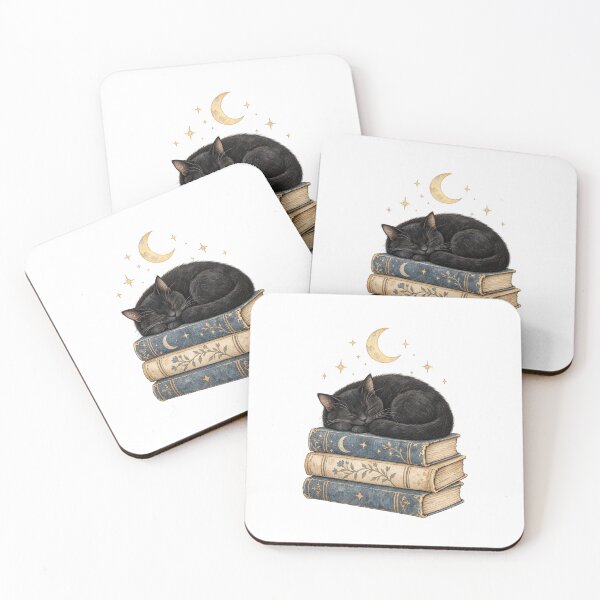 Item preview, Sleepy Black Cat On A Book Stack designed and sold by Inkworksbyshery.