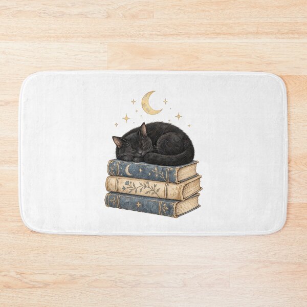 Item preview, Sleepy Black Cat On A Book Stack designed and sold by Inkworksbyshery.