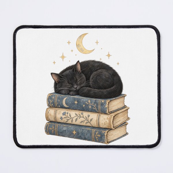 Item preview, Sleepy Black Cat On A Book Stack designed and sold by Inkworksbyshery.