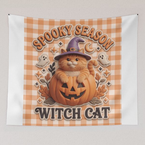Item preview, Cute Spooky Witch Cat | Pumpkin Halloween designed and sold by Basma Designs | Retro, Kawaii Shirts & Stickers.