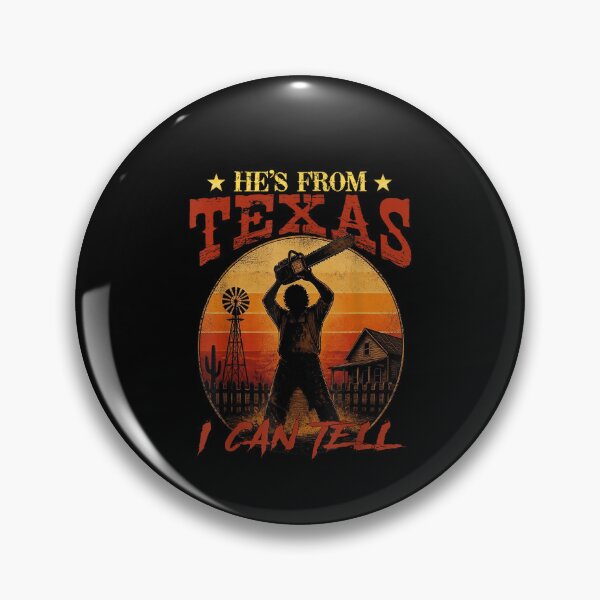 Item preview, He's from Texas I Can Tell Halloween Chainsaw Spooky Farm designed and sold by leevekaArt.