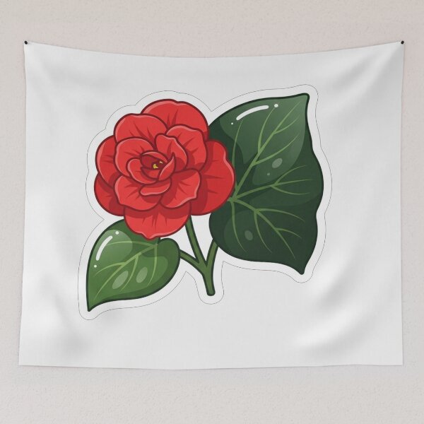 Item preview, Beautiful Red Begonia Flower Illustration designed and sold by Owcomm.