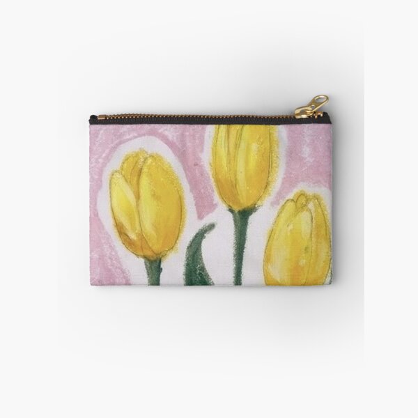 Item preview, Yellow Tulip Trio - Oil Pastel Illustration designed and sold by MOE'S LITTLE GALLERY.