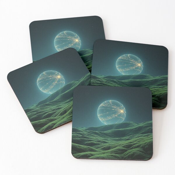Item preview, Surreal Green Alien Landscape With Glowing Planet designed and sold by IntelliMindDesigns.