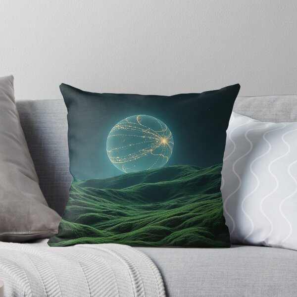 Item preview, Surreal Green Alien Landscape With Glowing Planet designed and sold by IntelliMindDesigns.