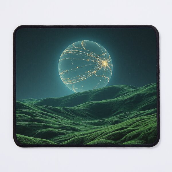 Item preview, Surreal Green Alien Landscape With Glowing Planet designed and sold by IntelliMindDesigns.
