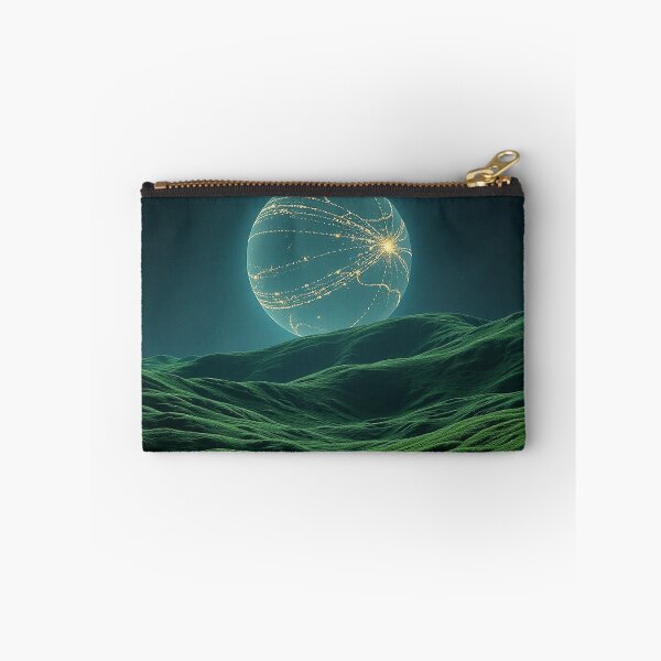 Item preview, Surreal Green Alien Landscape With Glowing Planet designed and sold by IntelliMindDesigns.