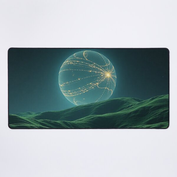 Item preview, Surreal Green Alien Landscape With Glowing Planet designed and sold by IntelliMindDesigns.