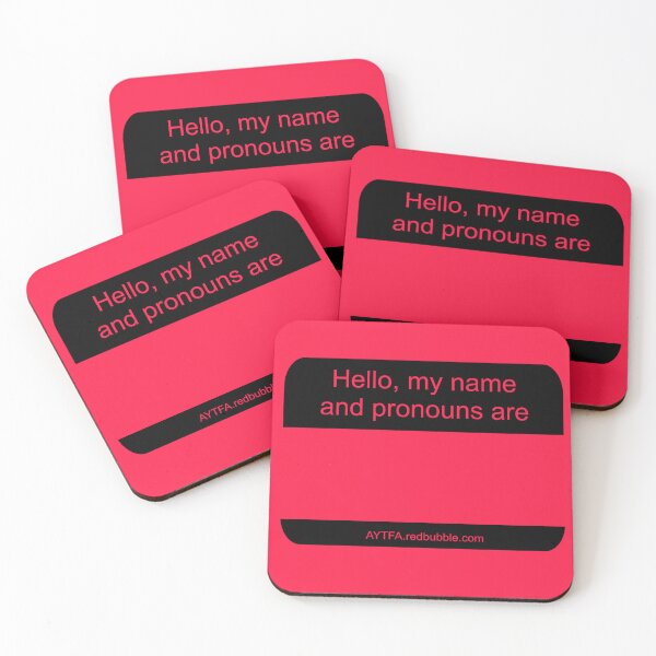 Item preview, Hello - Name & Pronouns in Red&Black designed and sold by AYTFA.