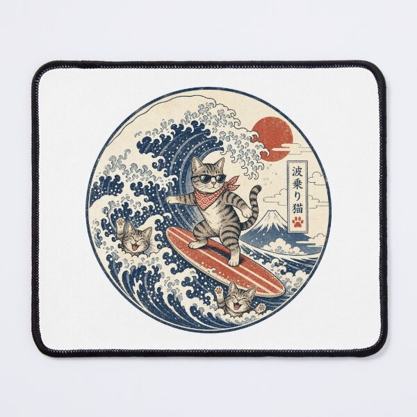 Item preview, Great Wave Cat Shirt, Japanese Wave Cat Art, Funny Cat Lover Gift designed and sold by BearLoveDesign.
