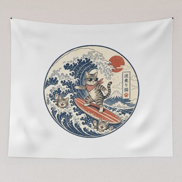 Item preview, Great Wave Cat Shirt, Japanese Wave Cat Art, Funny Cat Lover Gift designed and sold by BearLoveDesign.