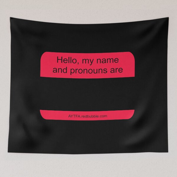 Item preview, Hello - Name & Pronouns in Black&Red designed and sold by AYTFA.