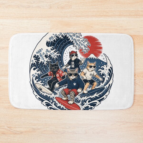 Item preview, Cat Wave Shirt, Funny Japanese Cat Art, Ocean Lover Gift designed and sold by BearLoveDesign.