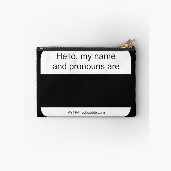 Item preview, Hello - Name & Pronouns in Black&White designed and sold by AYTFA.