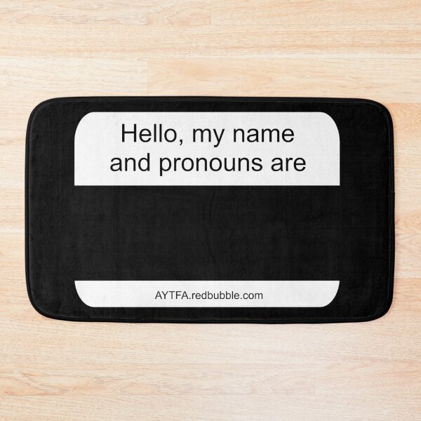 Item preview, Hello - Name & Pronouns in Black&White designed and sold by AYTFA.