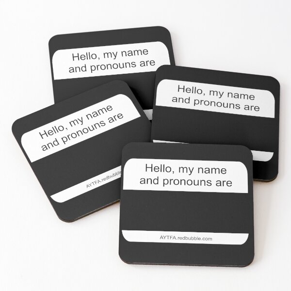 Item preview, Hello - Name & Pronouns in Black&White designed and sold by AYTFA.