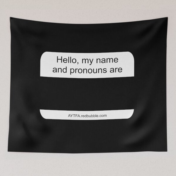 Item preview, Hello - Name & Pronouns in Black&White designed and sold by AYTFA.