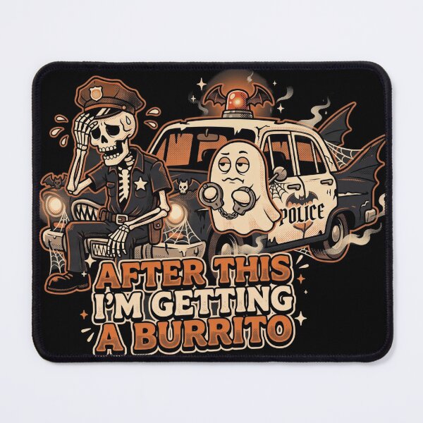 Item preview, After This I'm Getting A Burrito - Spooky Tired Skeleton Cop & Ghost designed and sold by mnkyride.