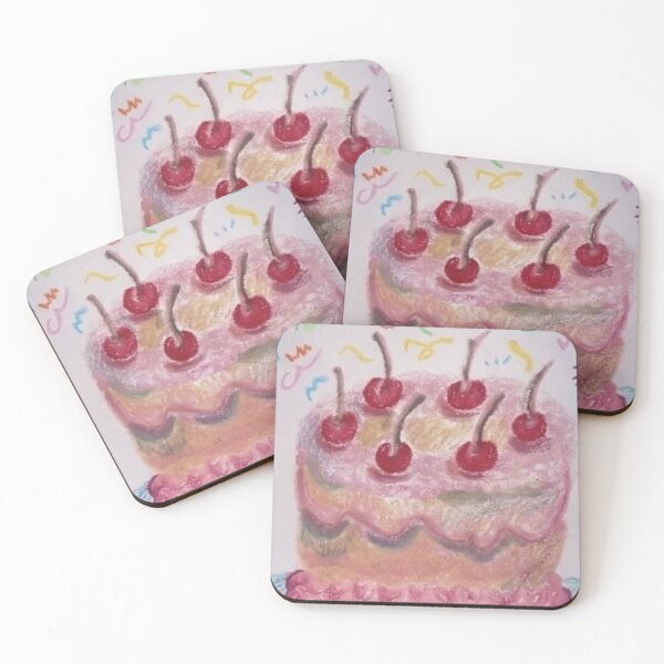 Item preview, Cherry Confetti Cake - Oil Pastel Illustration designed and sold by MOE'S LITTLE GALLERY.