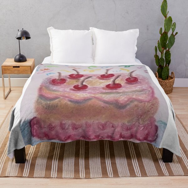 Item preview, Cherry Confetti Cake - Oil Pastel Illustration designed and sold by MOE'S LITTLE GALLERY.