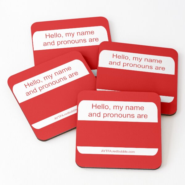 Item preview, Name & Pronouns in Red&White designed and sold by AYTFA.