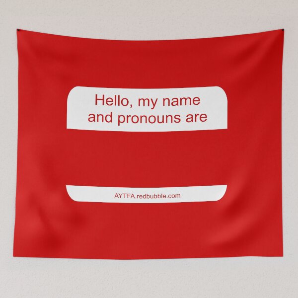 Item preview, Name & Pronouns in Red&White designed and sold by AYTFA.