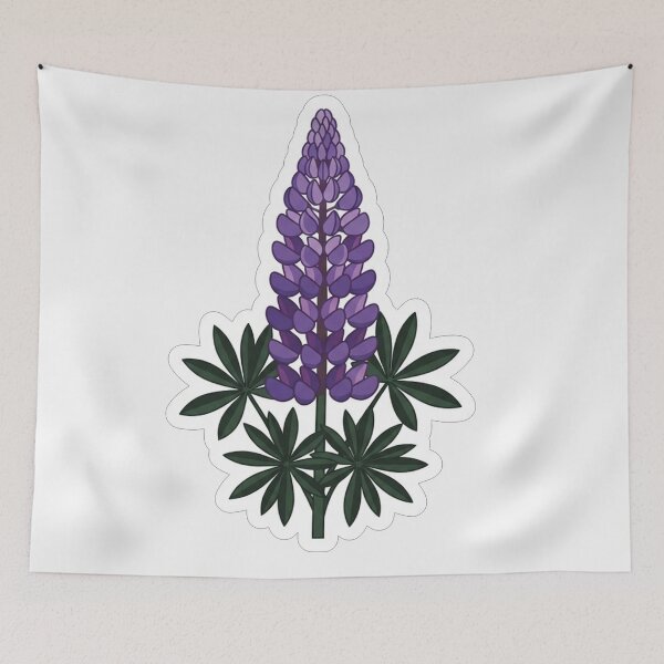 Artikelvorschau, Wunderschöne botanische Illustration einer lila Lupine (Wildblume) entworfen und verkauft von Owcomm.