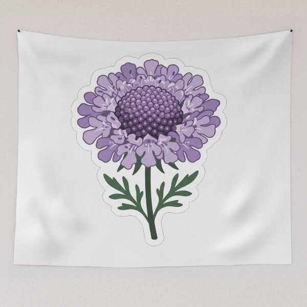 Item preview, Beautiful Purple Scabiosa Flower Botanical Illustration designed and sold by Owcomm.