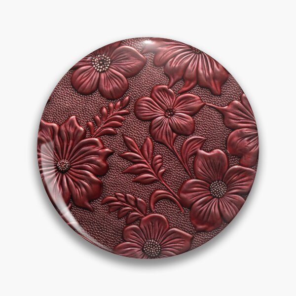 Item preview, Deep Red Faux Tooled Leather Printed Floral Texture designed and sold by SeaChangeDesign.