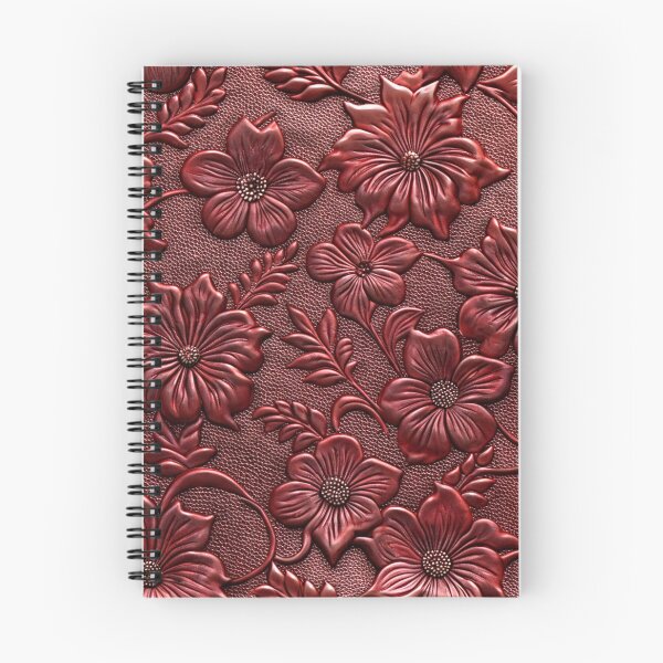 Item preview, Deep Red Faux Tooled Leather Printed Floral Texture designed and sold by SeaChangeDesign.