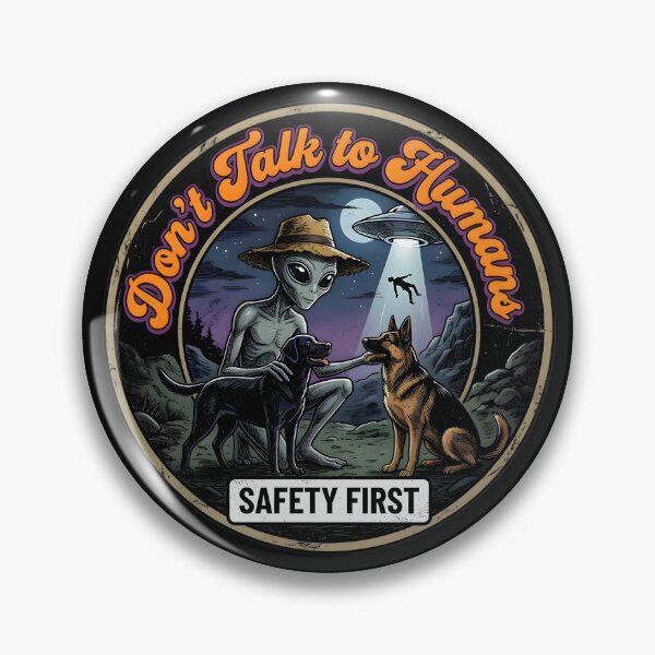 Item preview, Don't Talk to Humans Labrador German Shepherd Alien Comic designed and sold by AeroCodeDesigns.