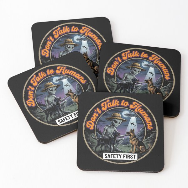 Item preview, Don't Talk to Humans Labrador German Shepherd Alien Comic designed and sold by AeroCodeDesigns.