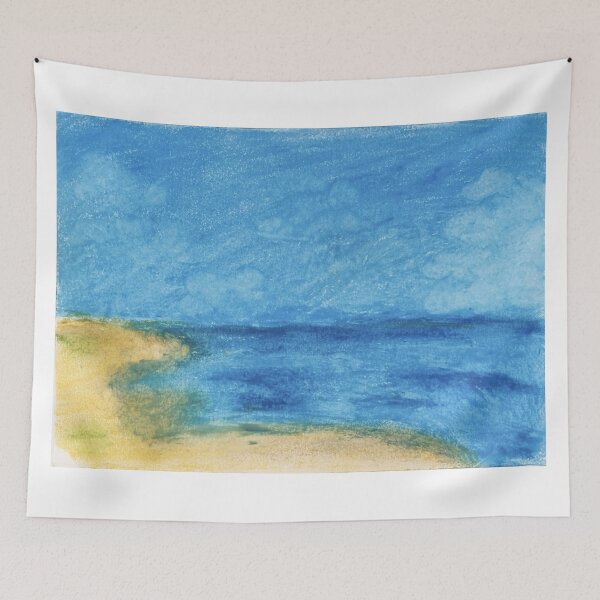 Item preview, Blue Tide Abstract - Oil Pastel Painting designed and sold by MOE'S LITTLE GALLERY.