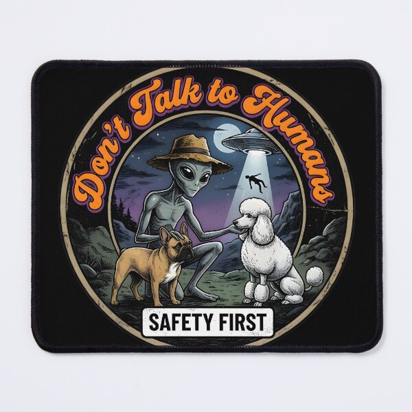 Item preview, Don't Talk to Humans French Bulldog Poodle Alien Comic designed and sold by AeroCodeDesigns.