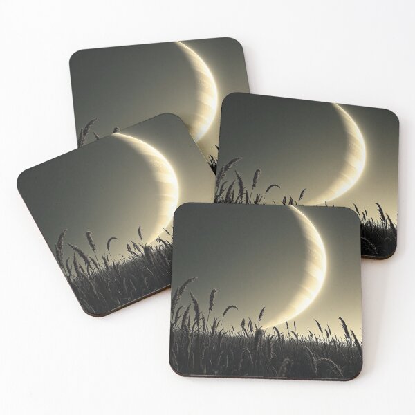 Item preview,  Crescent Moon Over Silhouette Grass Night Sky designed and sold by IntelliMindDesigns.