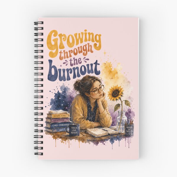Item preview,  Growing Through Burnout – retro-Teacher Self-Care designed and sold by artscreat.