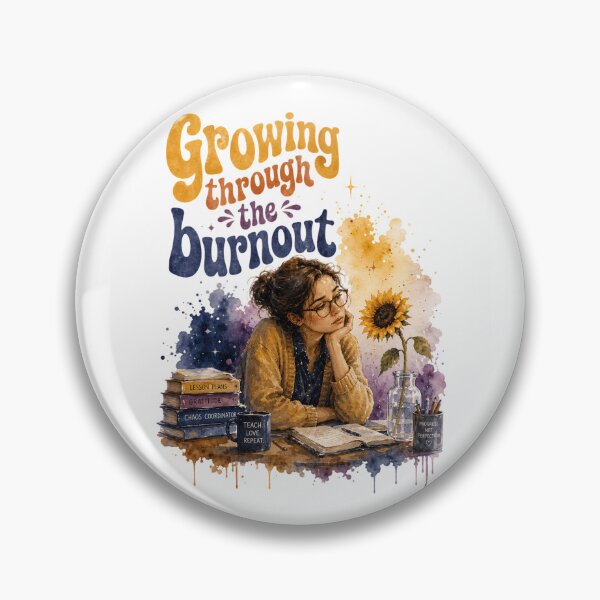 Item preview,  Growing Through Burnout – retro-Teacher Self-Care designed and sold by artscreat.